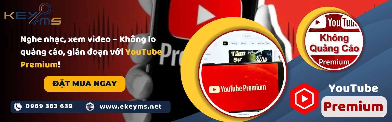 Nâng cấp tài khoản Youtube Premium chính chủ tại Ekeyms