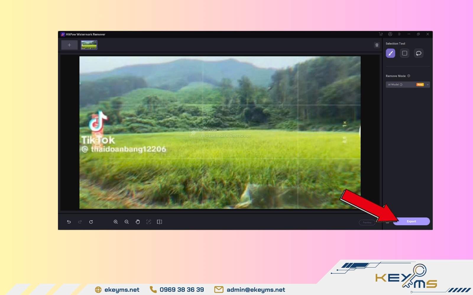 Nhấn vào chữ “Export” để lưu ảnh sau khi đã xóa chữ trên video CapCut