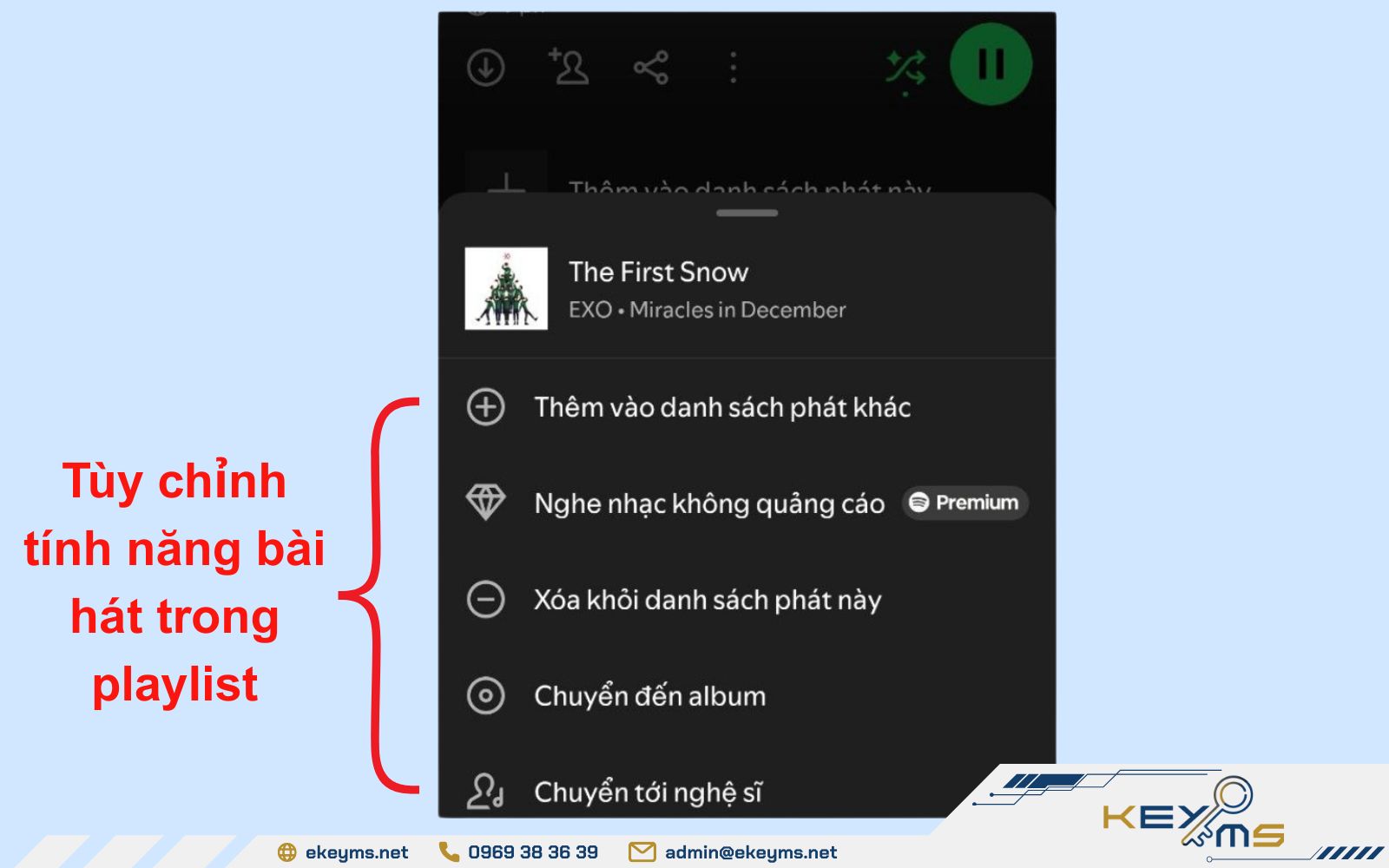 Tùy chỉnh một số tính năng sau khi tạo list nhạc trên Spotify
