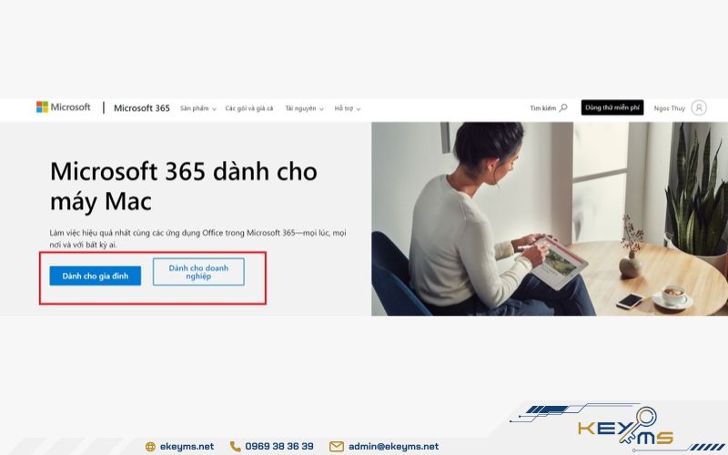 Vào trang đăng ký của Office 365