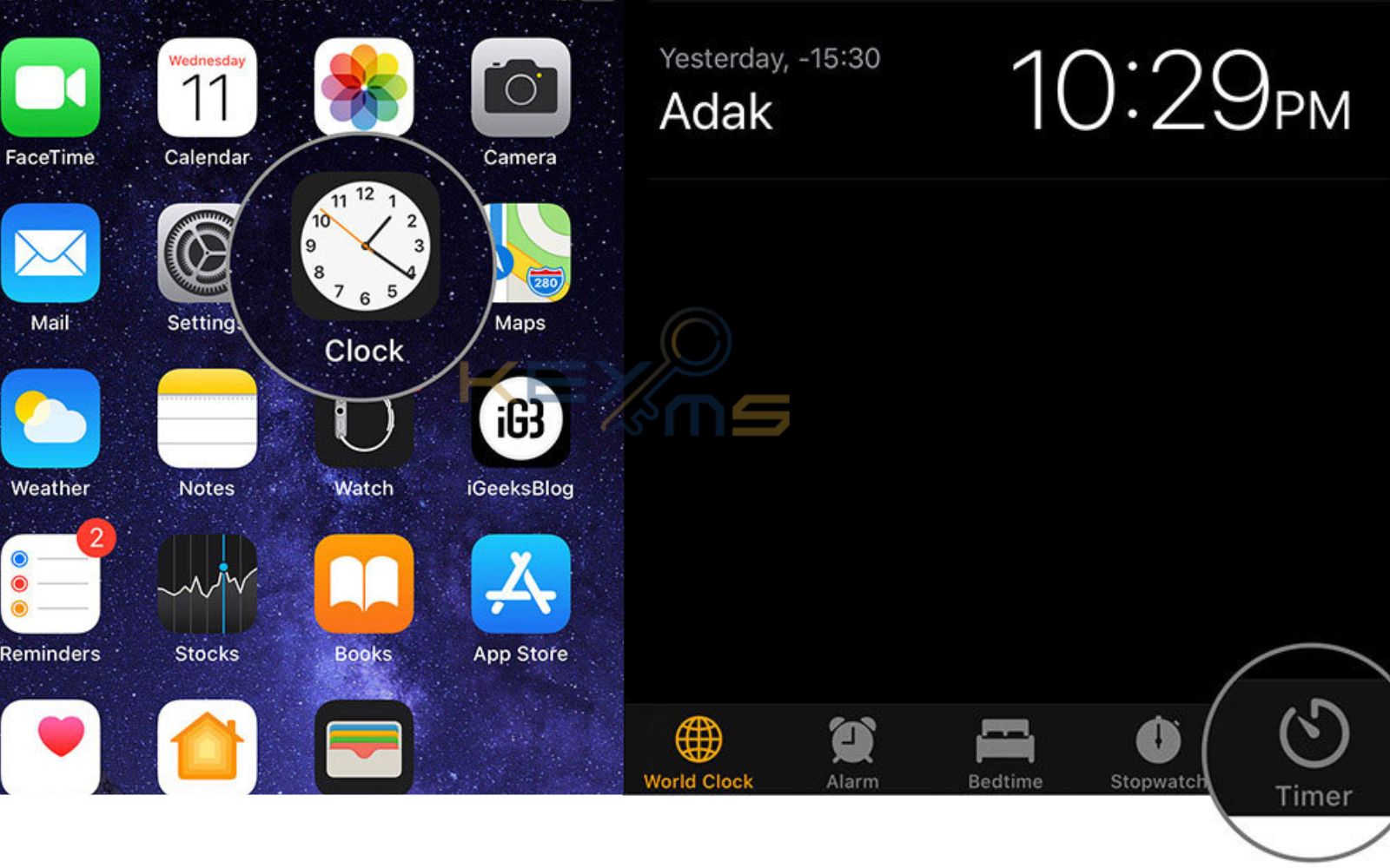 Vào ứng dụng Clock trên điện thoại iPhone