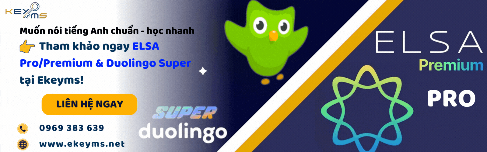 Liên hệ Ekeyms để được tư vấn chi tiết về Duolingo và Elsa Speak