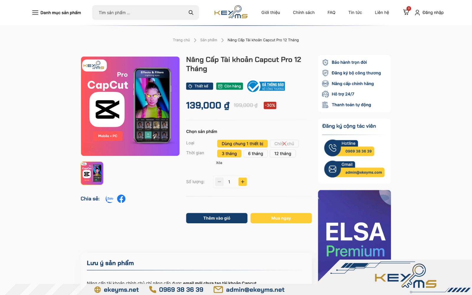 mua account Capcut Pro