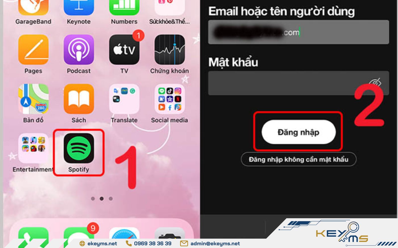 Mở ứng dụng và đăng nhập vào tài khoản Spotify Premium