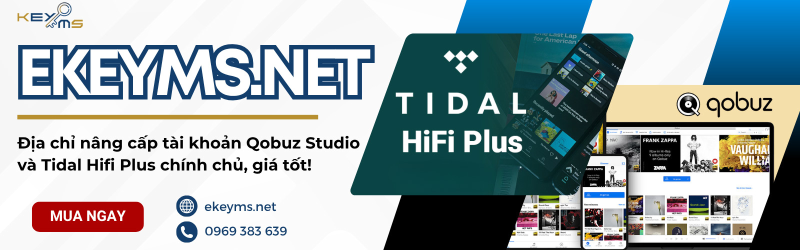 Mua acc Tidal Hifi Plus và Qobuz Studio chính chủ, giá tốt tại Ekeyms.net