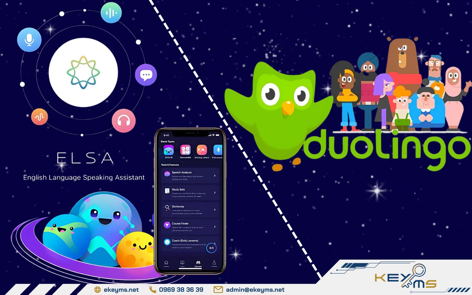 Người dùng tùy chọn Duolingo or Elsa Speak phụ thuộc vào mục tiêu, trình độ hiện tại