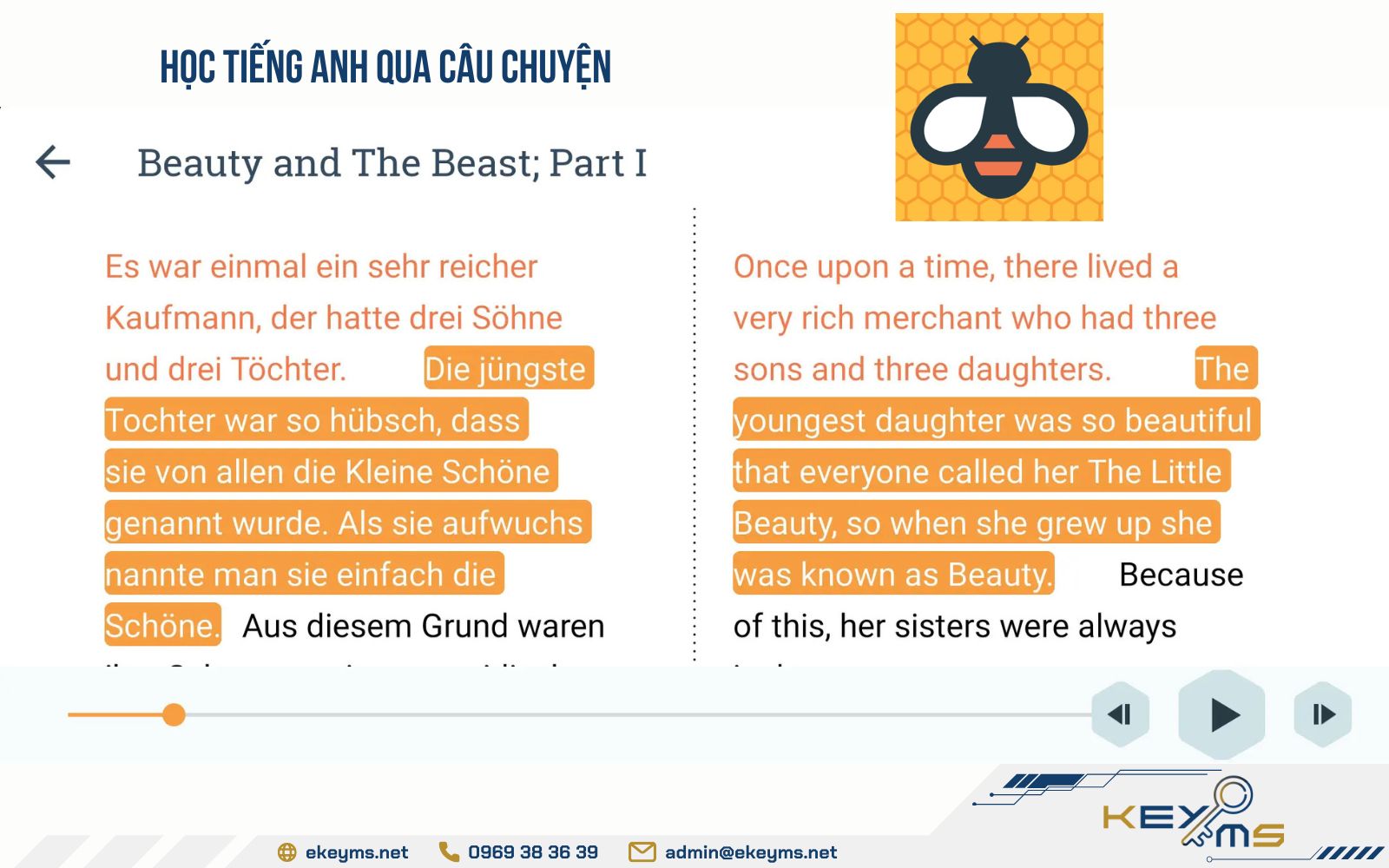 Phần mềm học tiếng anh online qua truyện, audio - Beelinguapp