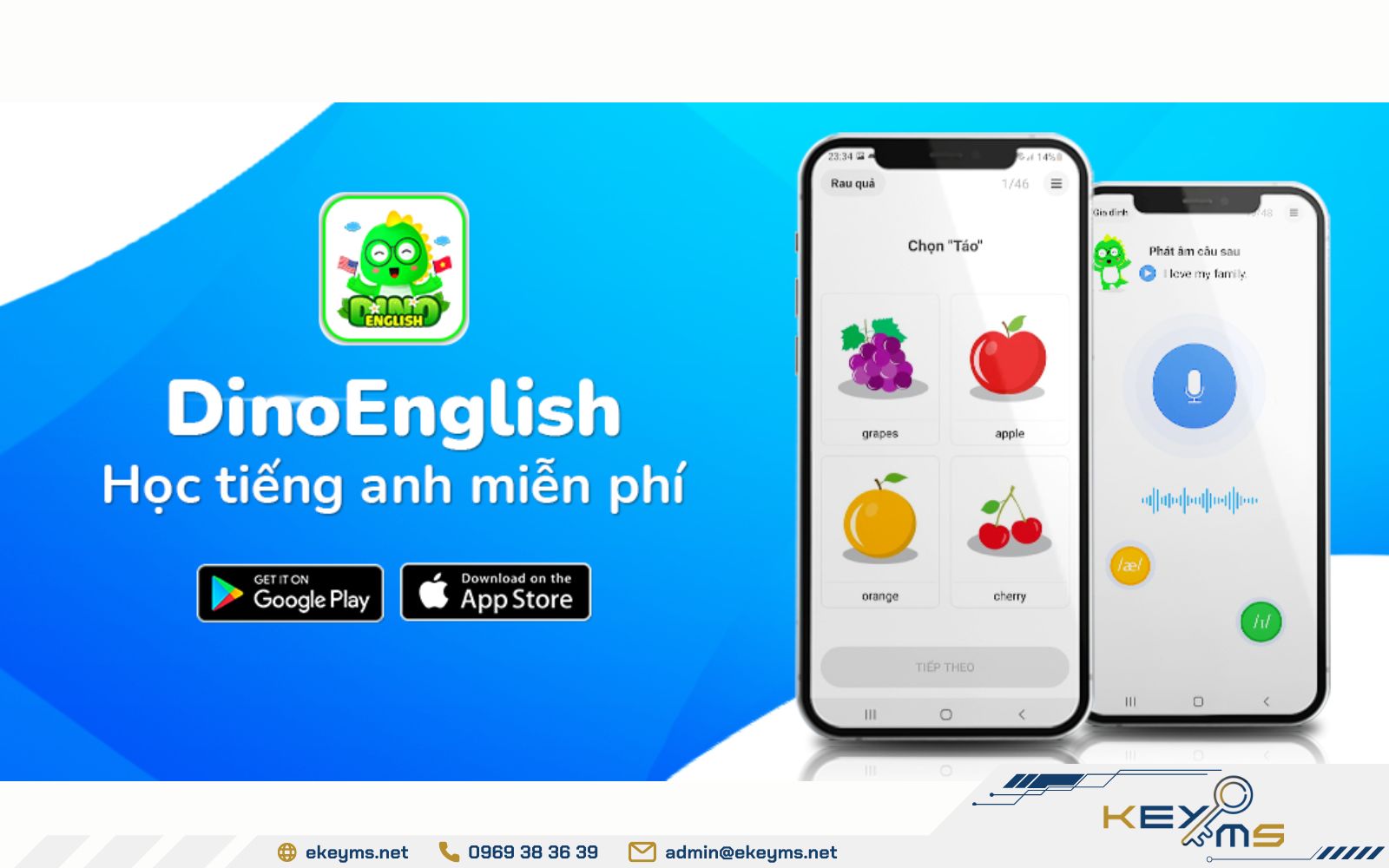 Học tiếng Anh cùng app Dino English