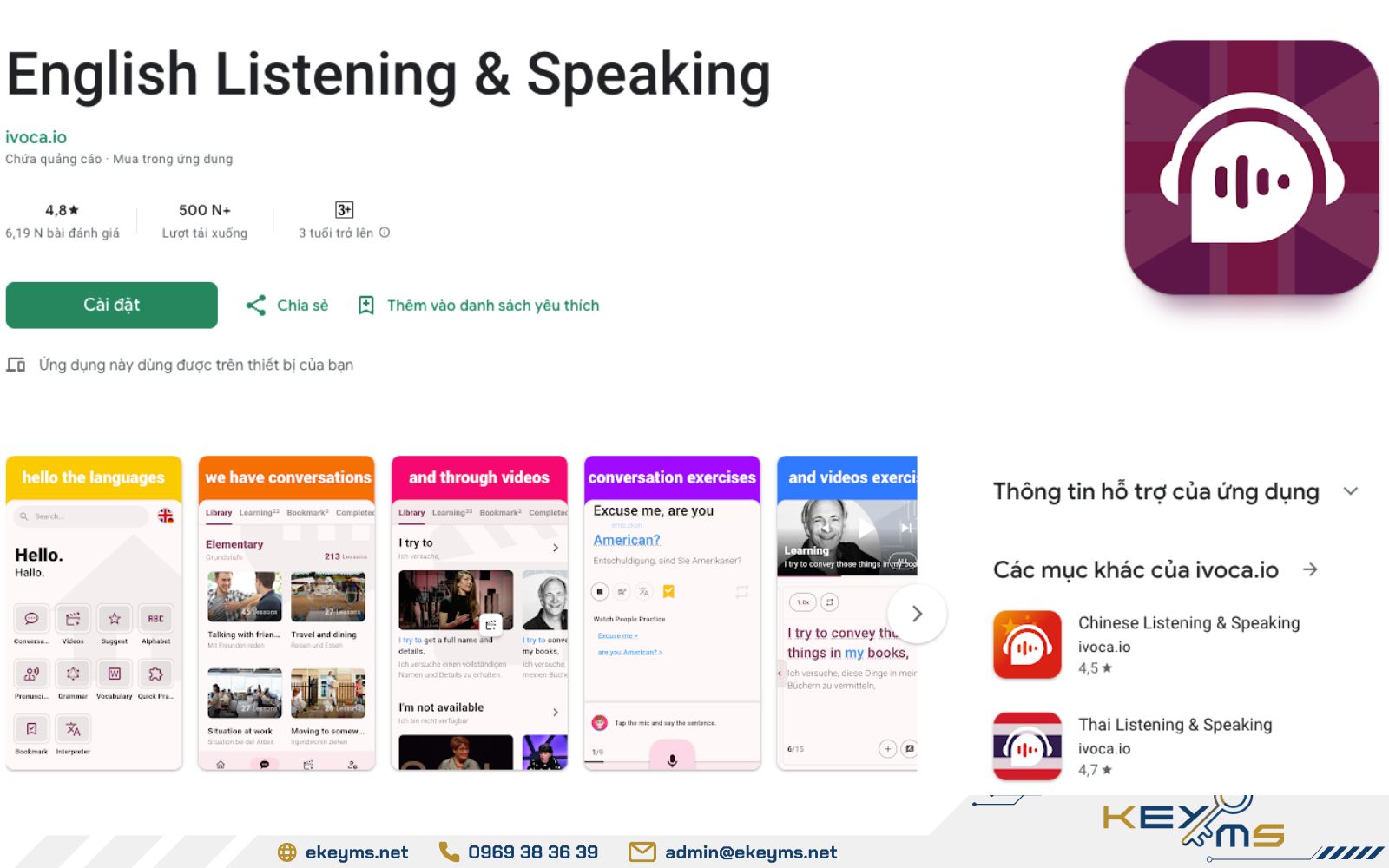 English Listening & Speaking - app luyện nghe tiếng Anh giao tiếp