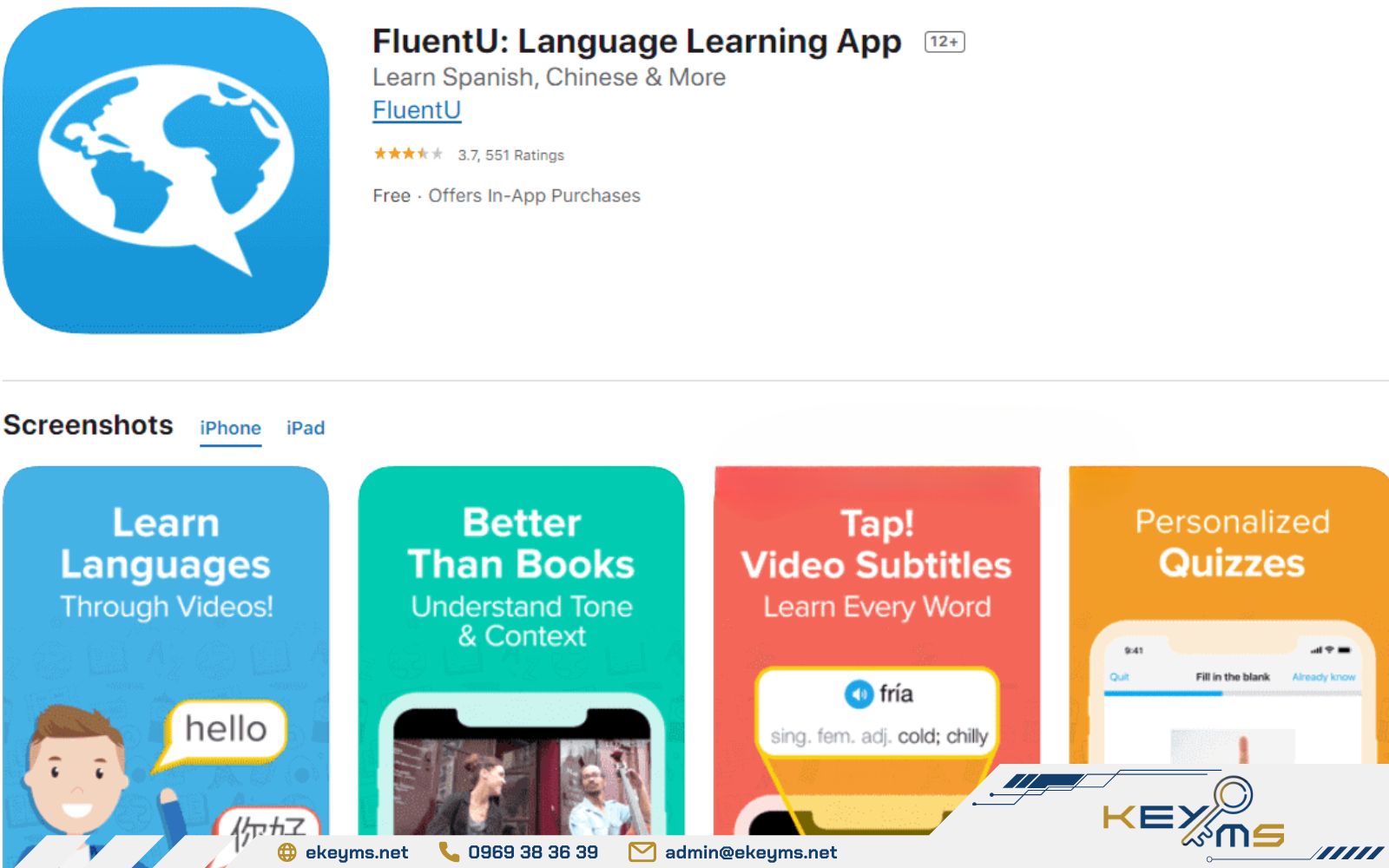 App luyện nghe tiếng Anh cơ bản - FluentU