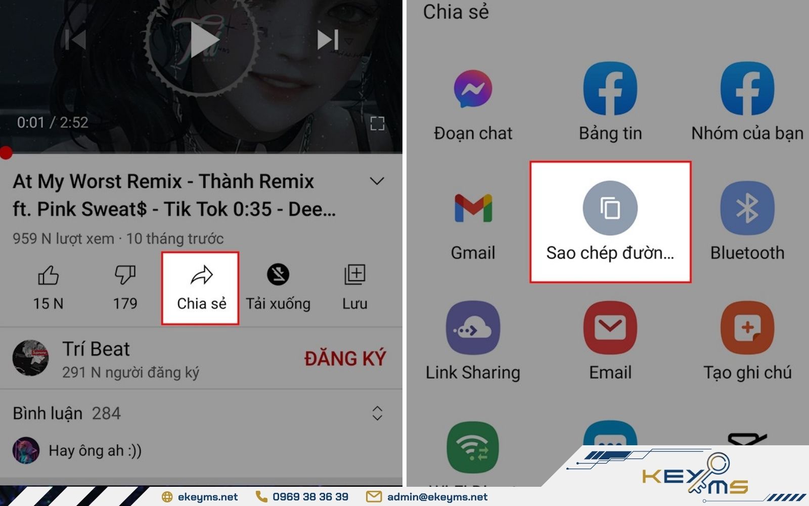 Để thực hiện chuyển nhạc từ Youtube sang CapCut​, trước tiên cần sao chép đường link trong Youtube