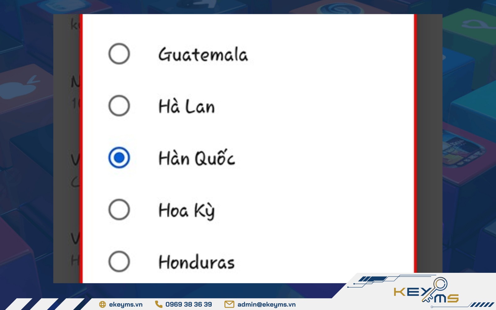 Lựa chọn quốc gia chuyển kênh