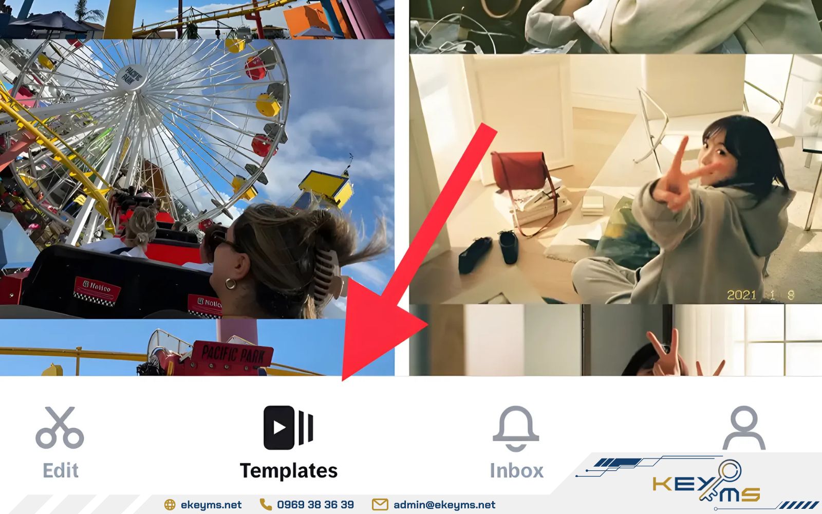 Tùy chọn mẫu Template có sẵn mà bạn muốn thêm vào video