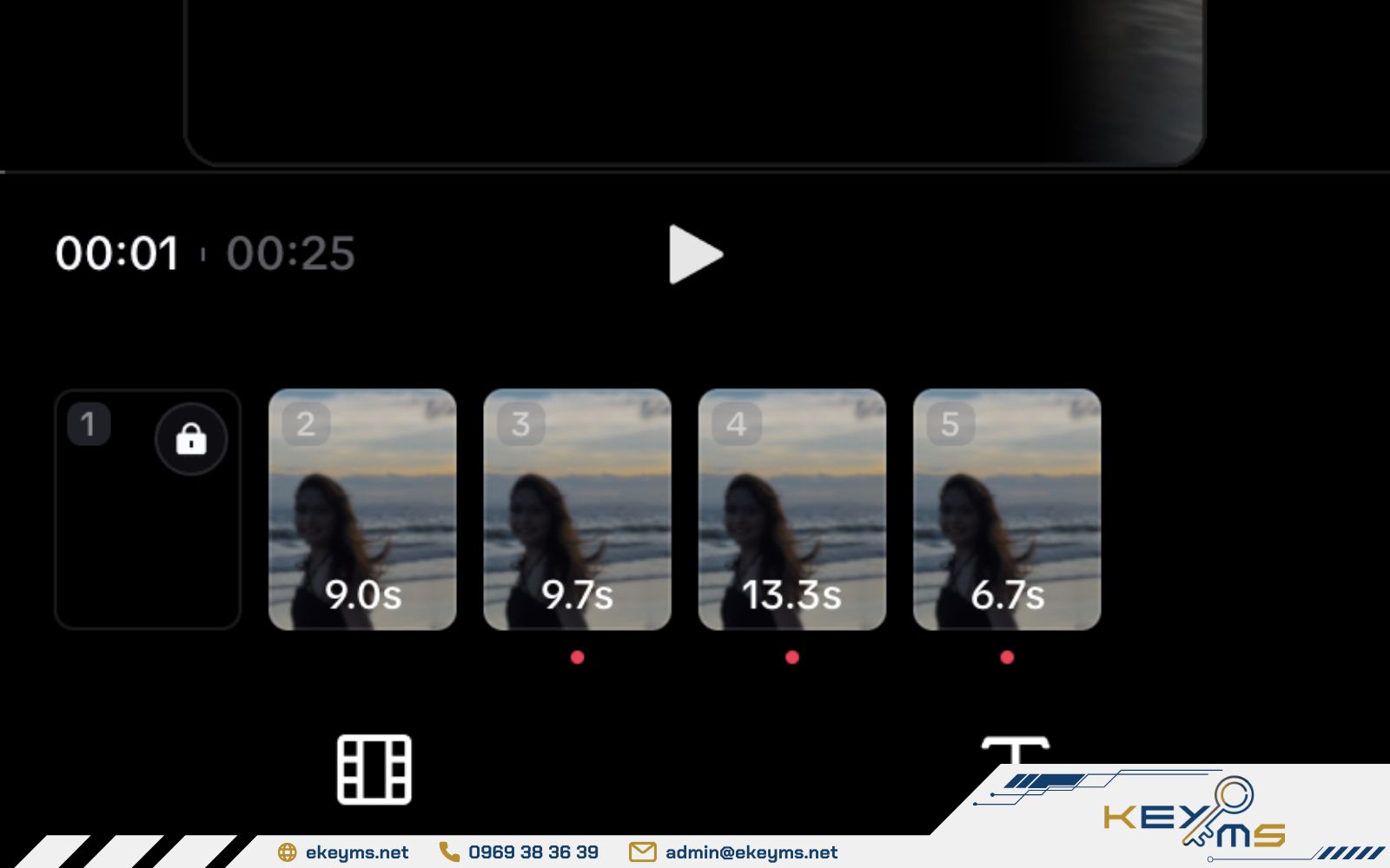Tùy chọn thêm chữ vào video hoặc sắp xếp tùy ý