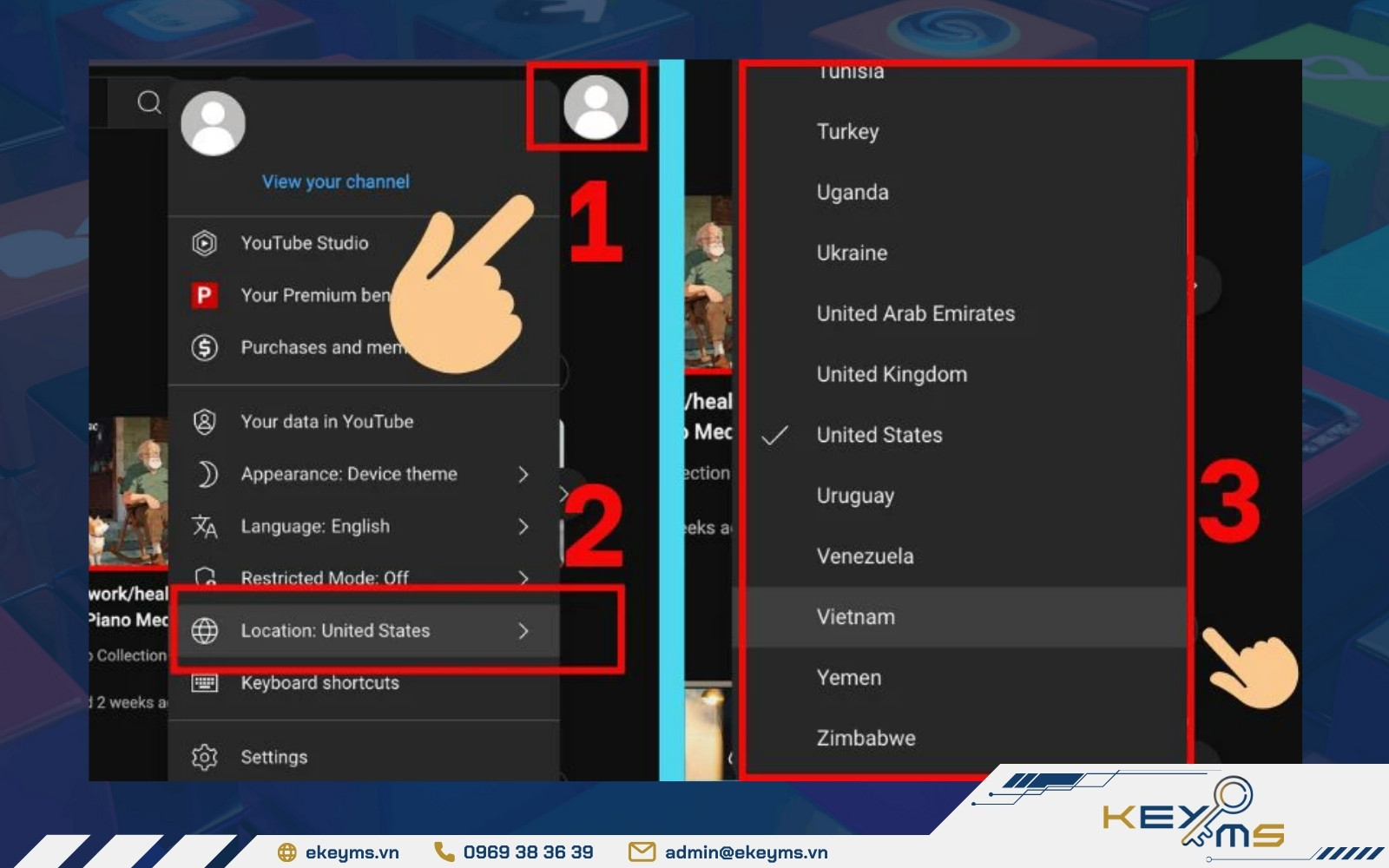 cách thay đổi quốc gia trên YouTube trên máy tính