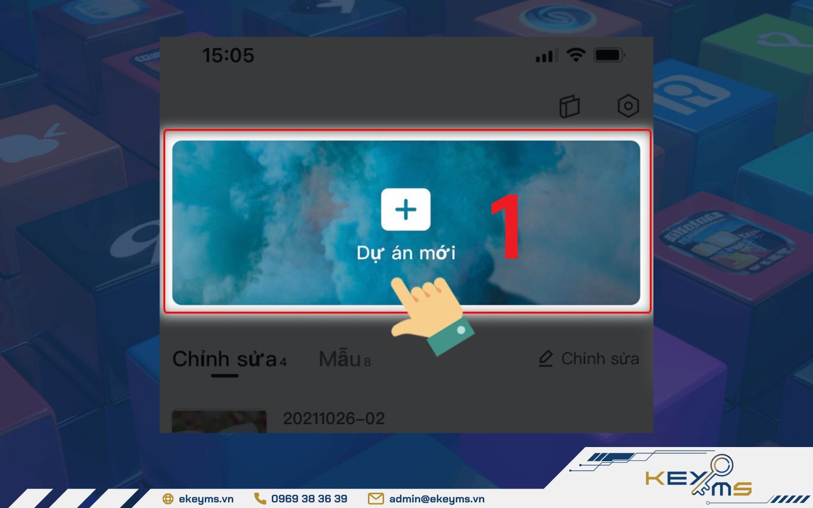 Để đăng tải video lên Capcut, chọn tạo "Dự án mới"