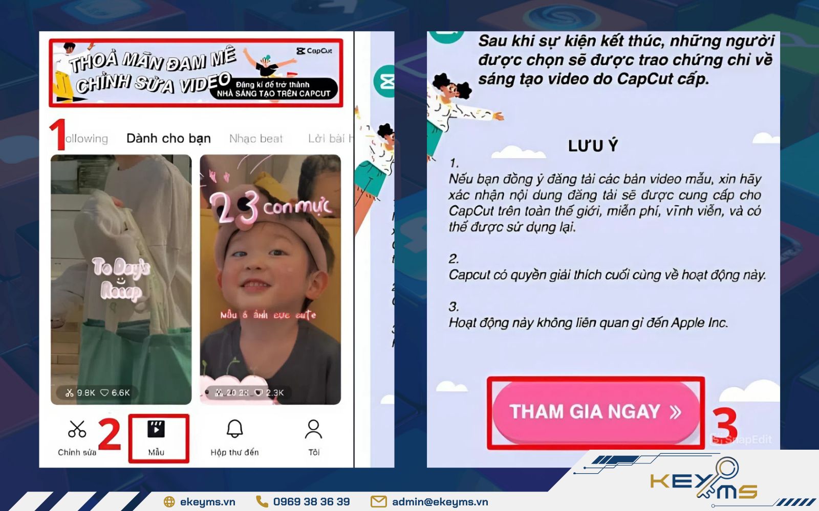 Cách đăng video lên CapCut - Truy cập vào mẫu đăng ký và chọn tham gia ngay