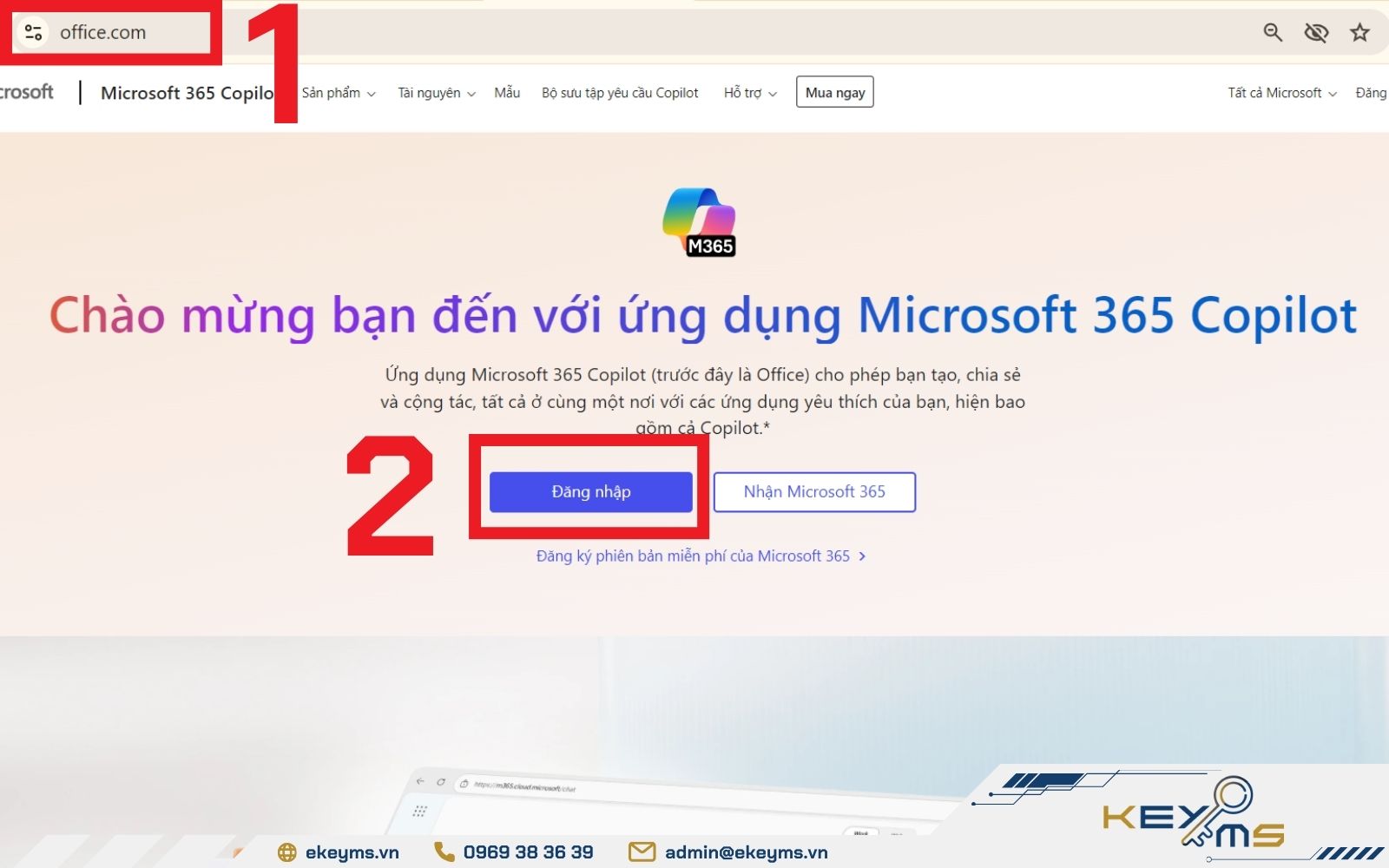 Lấy lại pass tài khoản Microsoft 365 bước 1