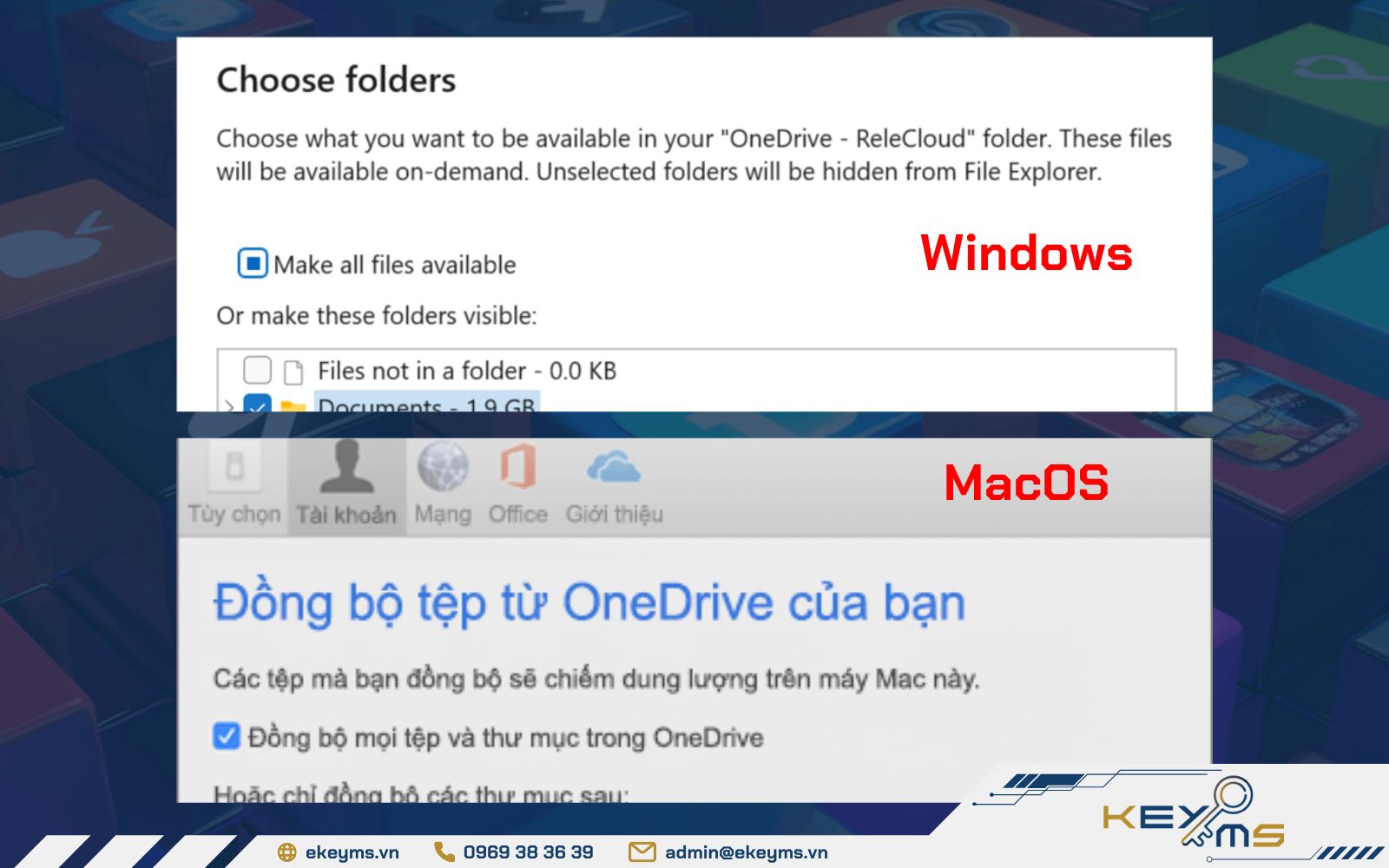 cách đồng bộ OneDrive trên win 11, 10 và mac khác nhau