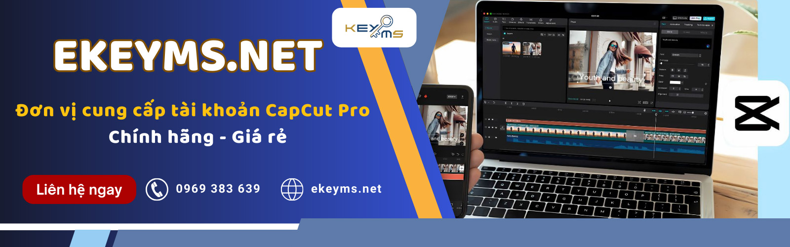 Mua tài khoản CapCut Pro chính hãng tại Ekeyms.net
