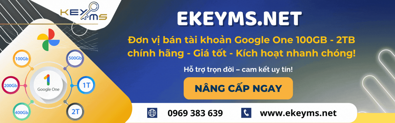Truy cập xem ngay các gói nâng cấp Google One tại Ekeyms