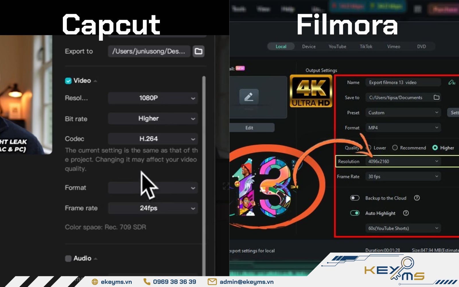 So sánh CapCut và Filmora về chất lượng video