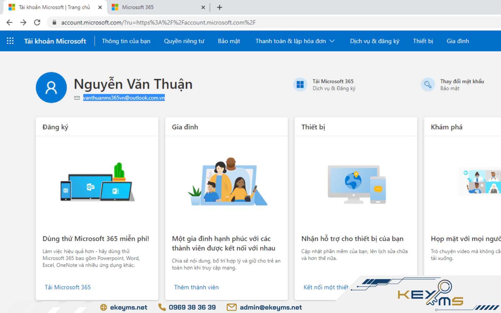 Xác nhận kích hoạt Microsoft 365 Family và bắt đầu chia sẻ cho gia đình Kích hoạt và chia sẻ Office 365 Family