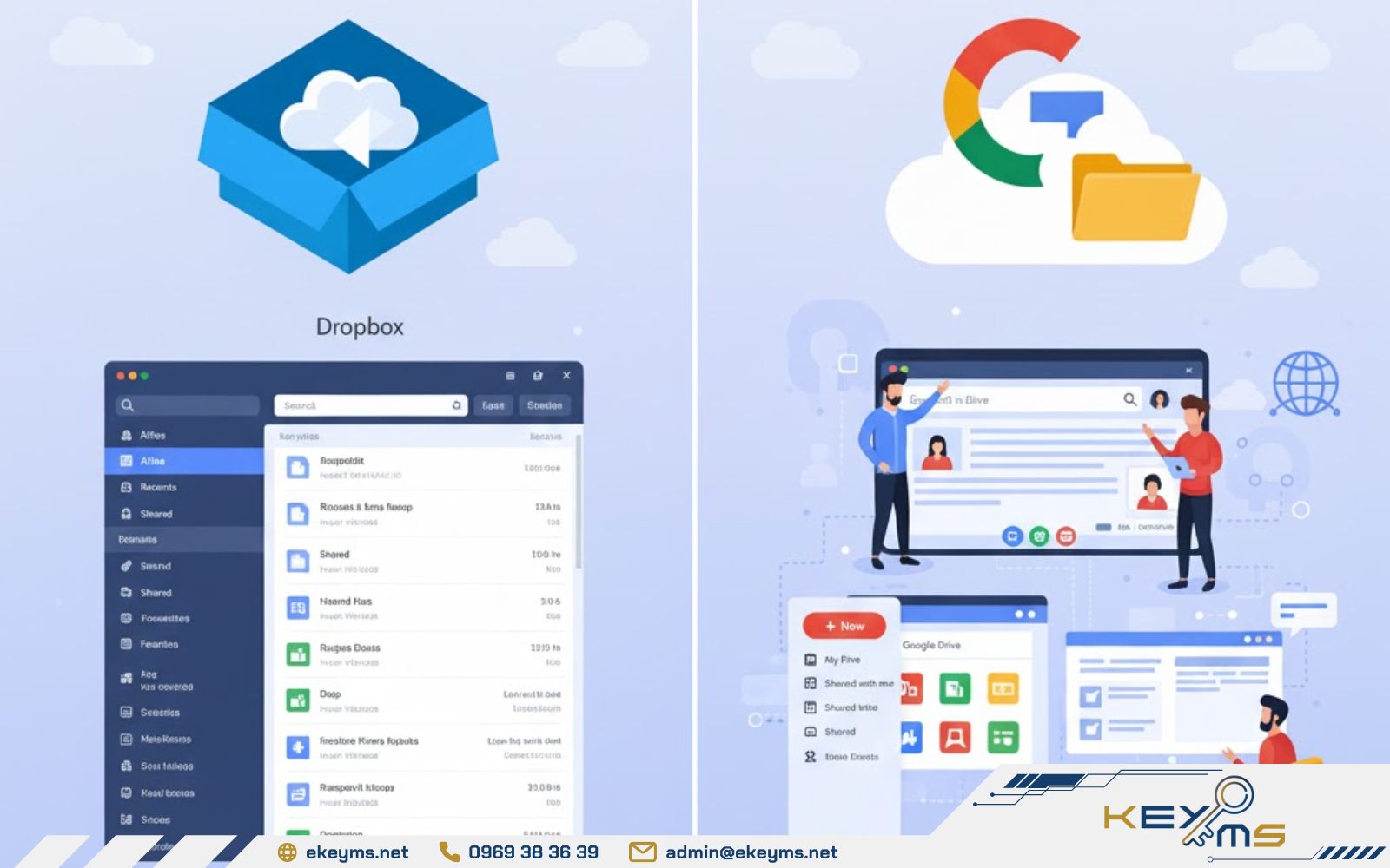 So sánh Google Drive và Dropbox về giao diện người dùng từ tối giản đến phức tạp