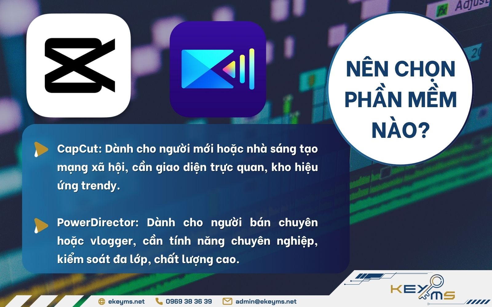 Nên chọn CapCut hay PowerDirector? Tùy thuộc vào nhu cầu và trình độ bạn là người mới hay chuyên nghiệp