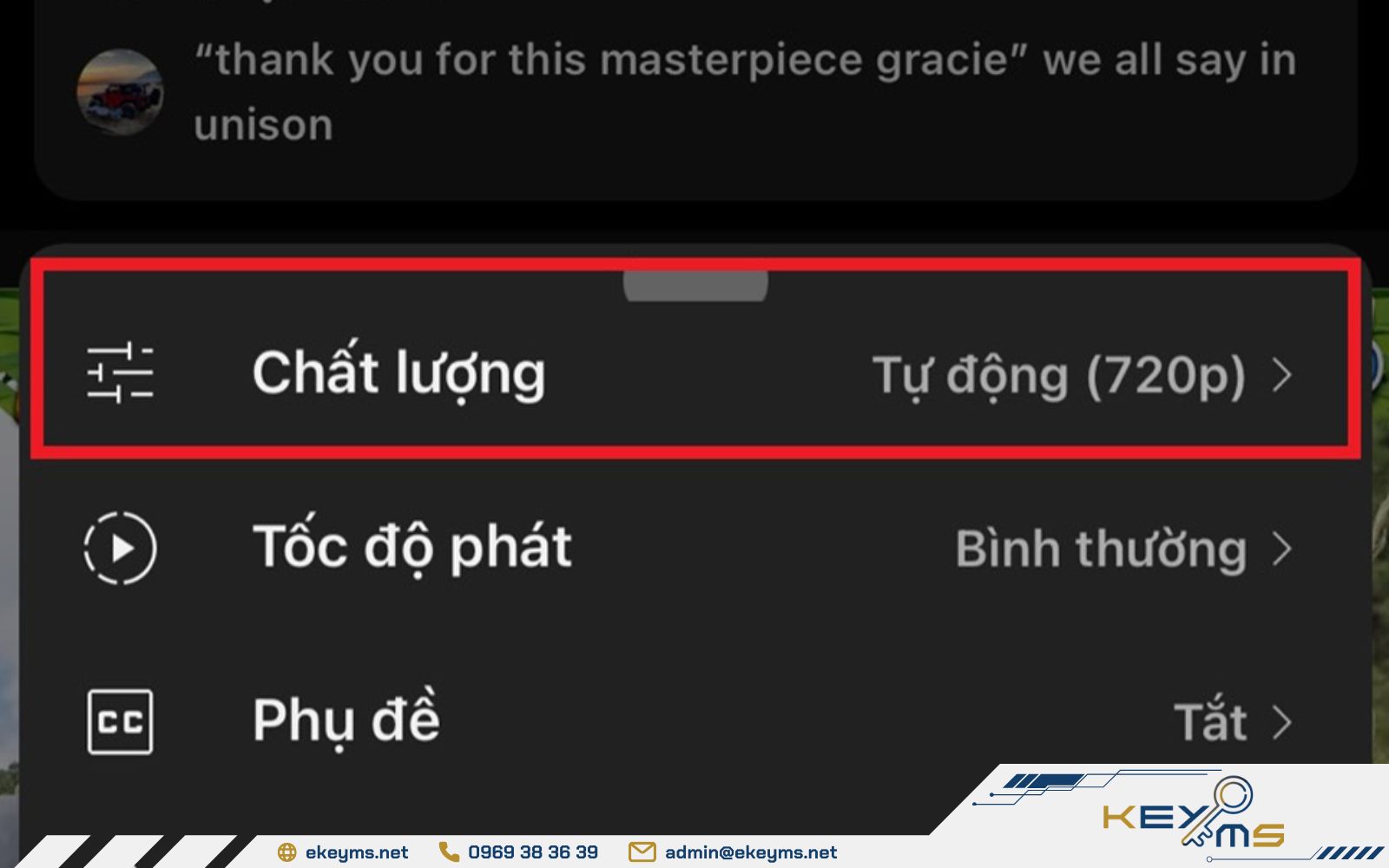 Chọn phần “Chất lượng” 