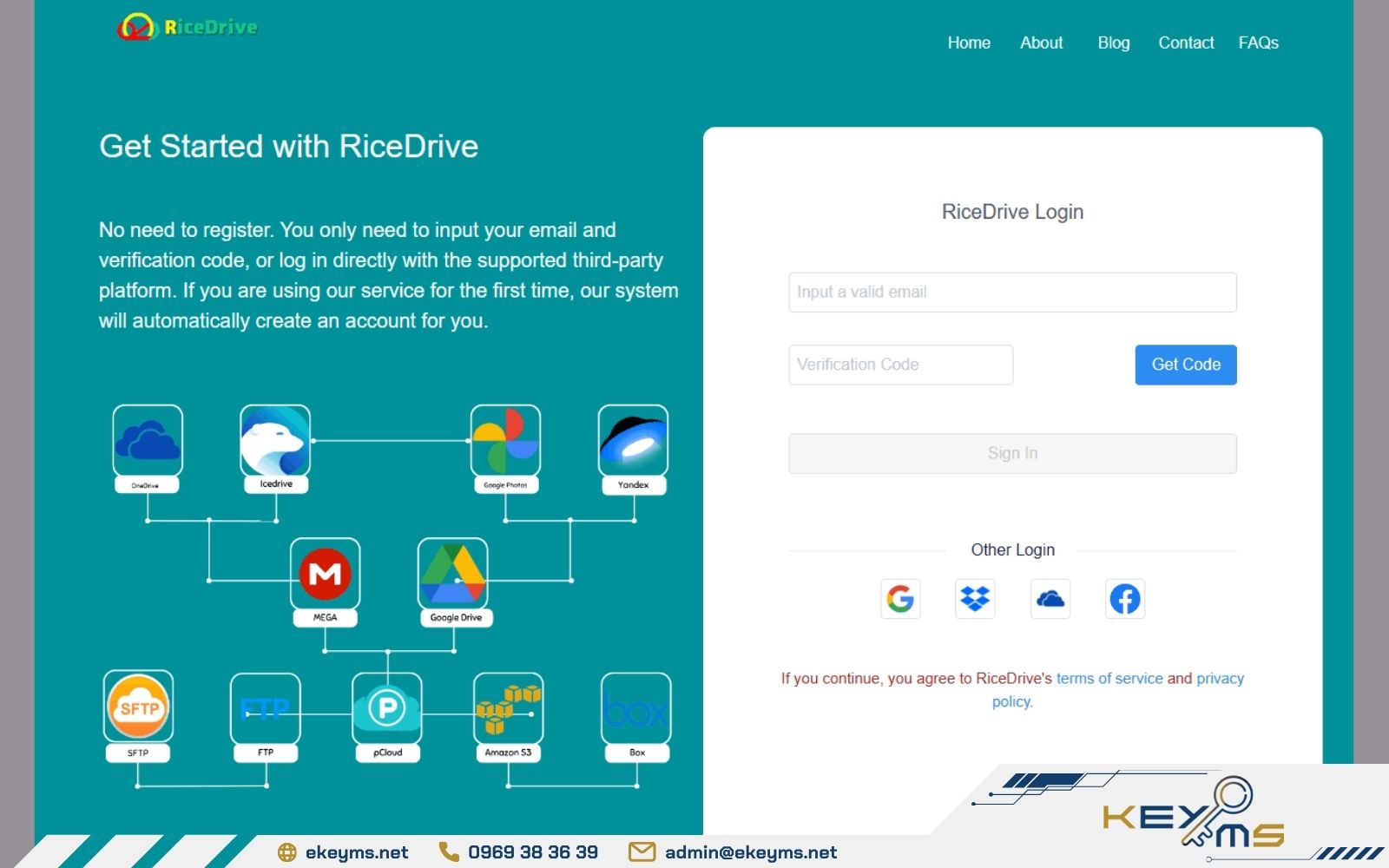 Truy cập trang web và đăng ký tài khoản RiceDrive
