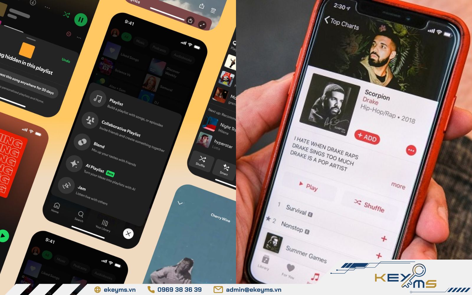 Spotify có giao diện trực quan, sinh động hơn Apple Music