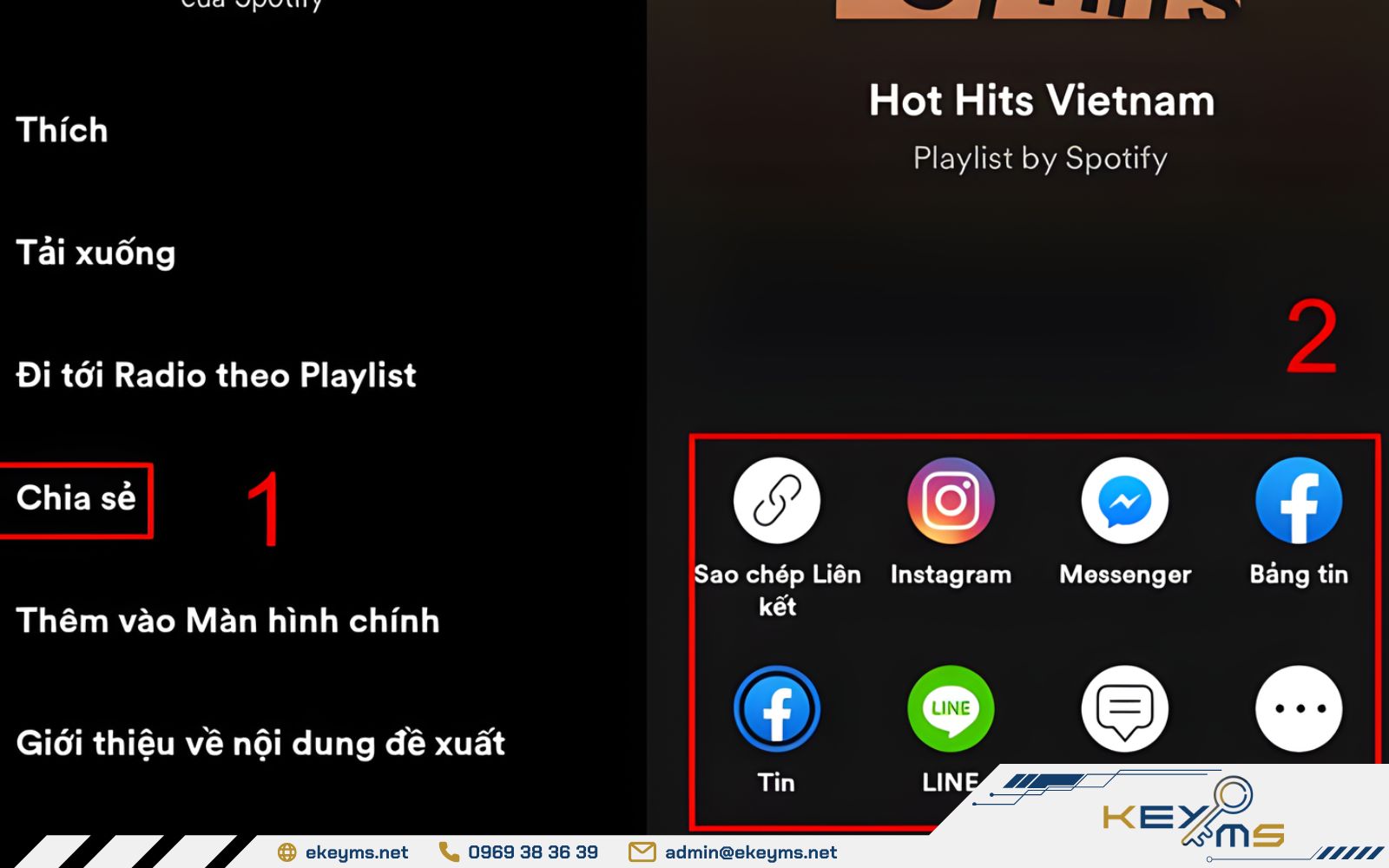 Cách chia sẻ lên điện thoại
