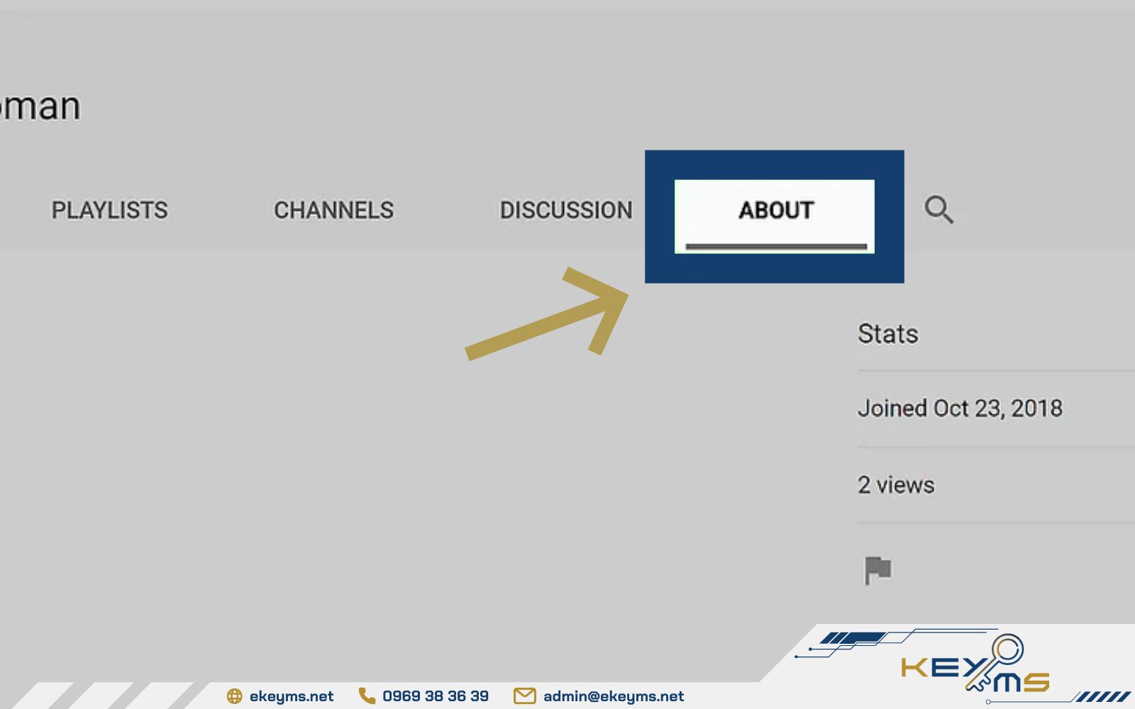 Chọn thẻ About ở thanh Menu ngang
