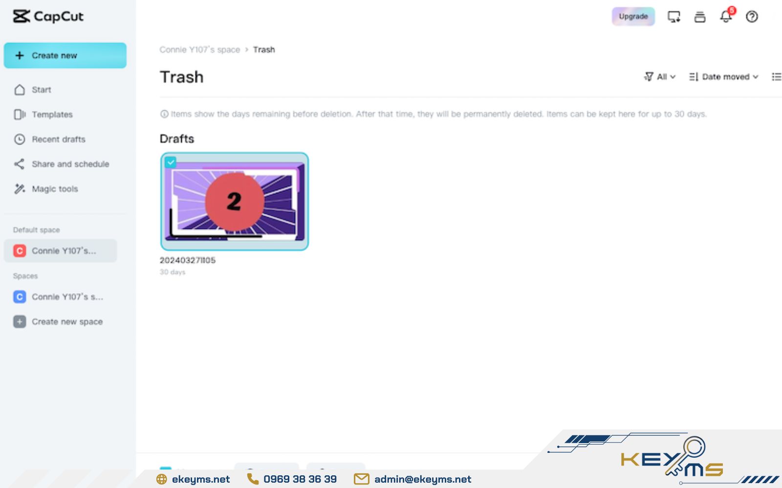 cách khôi phục video đã xóa trên CapCut trên web