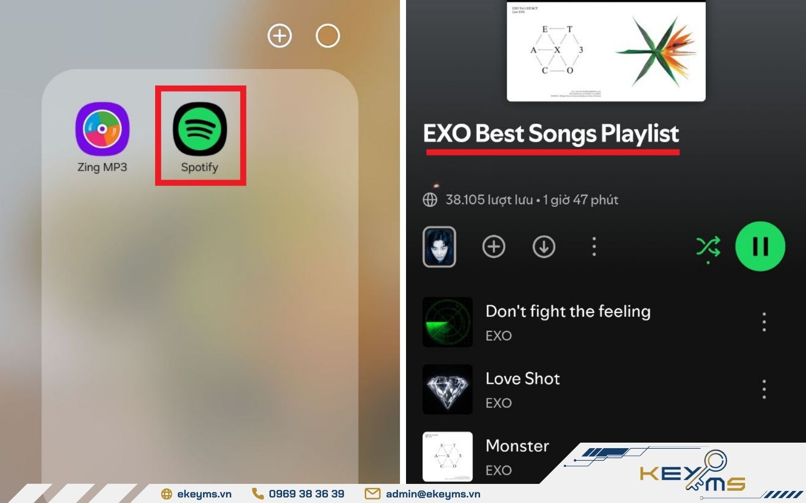 Truy cập vào playlist Spotify