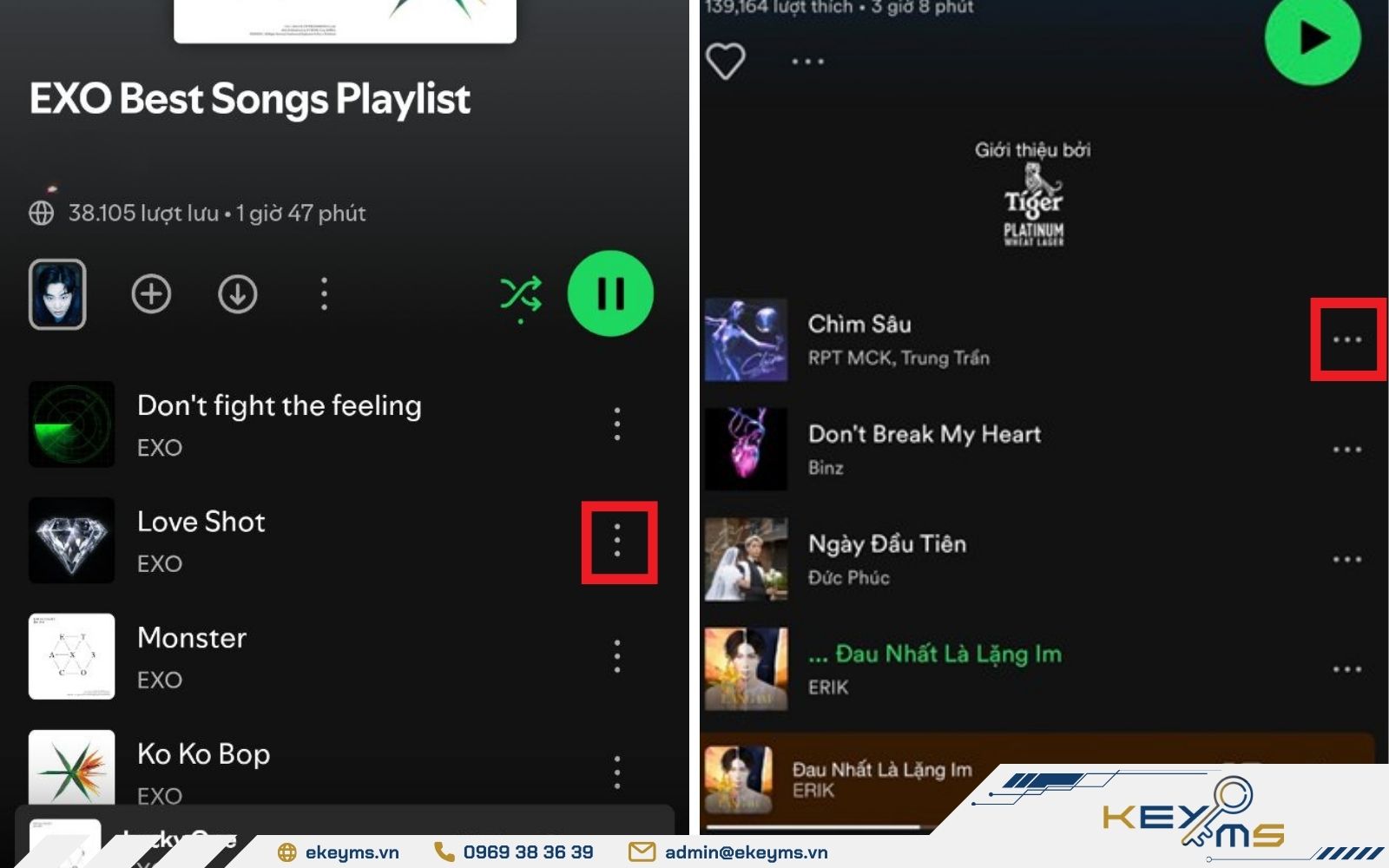 Nhấn vào biểu tượng ba chấm ngang hoặc dọc