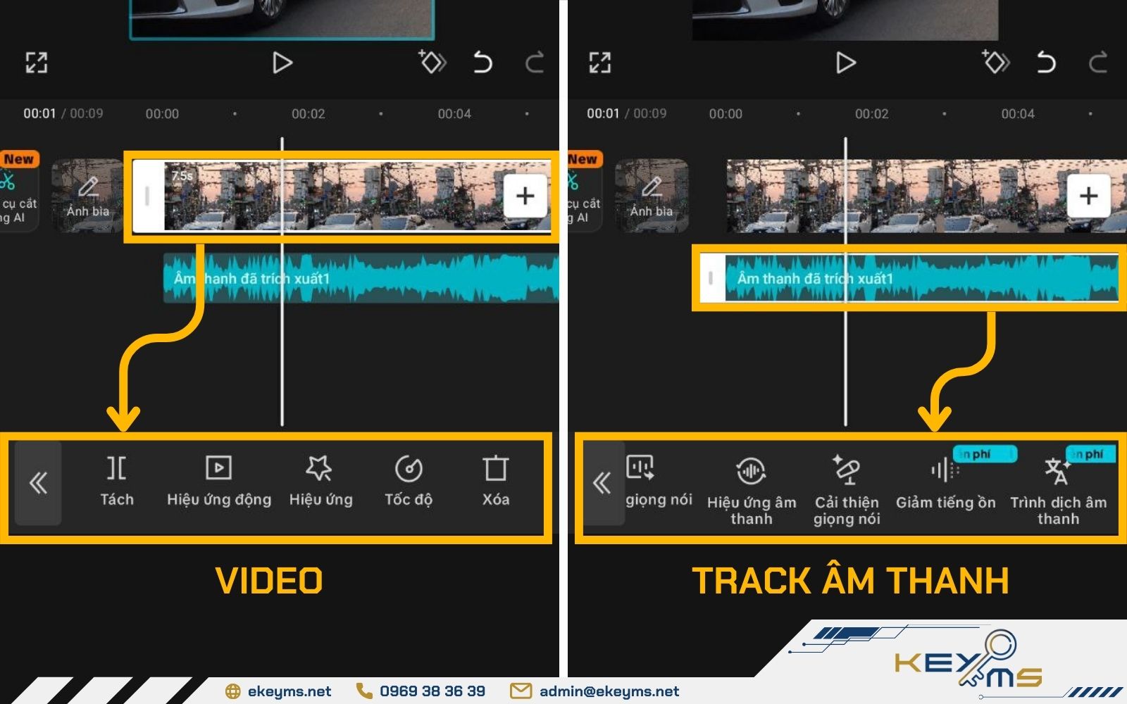 Xóa video hoặc chỉnh sửa âm thanh