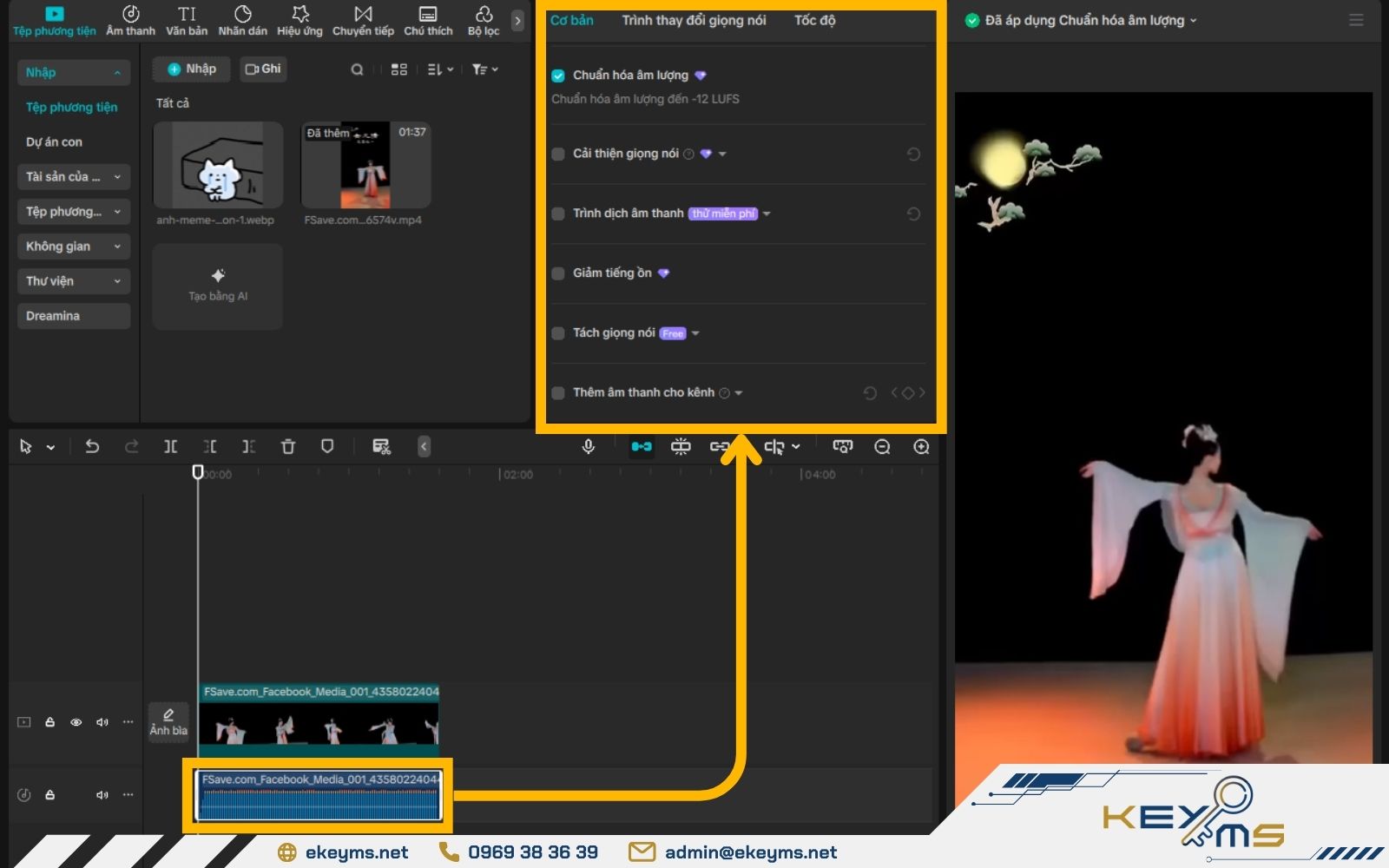 Chỉnh sửa hoặc xuất âm thanh riêng