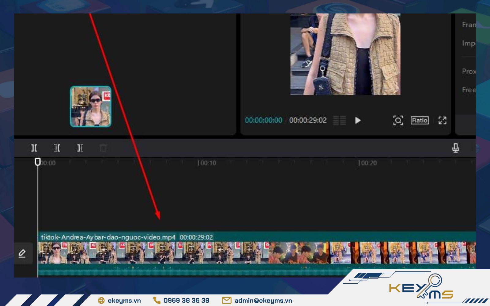 Kéo video vào timeline