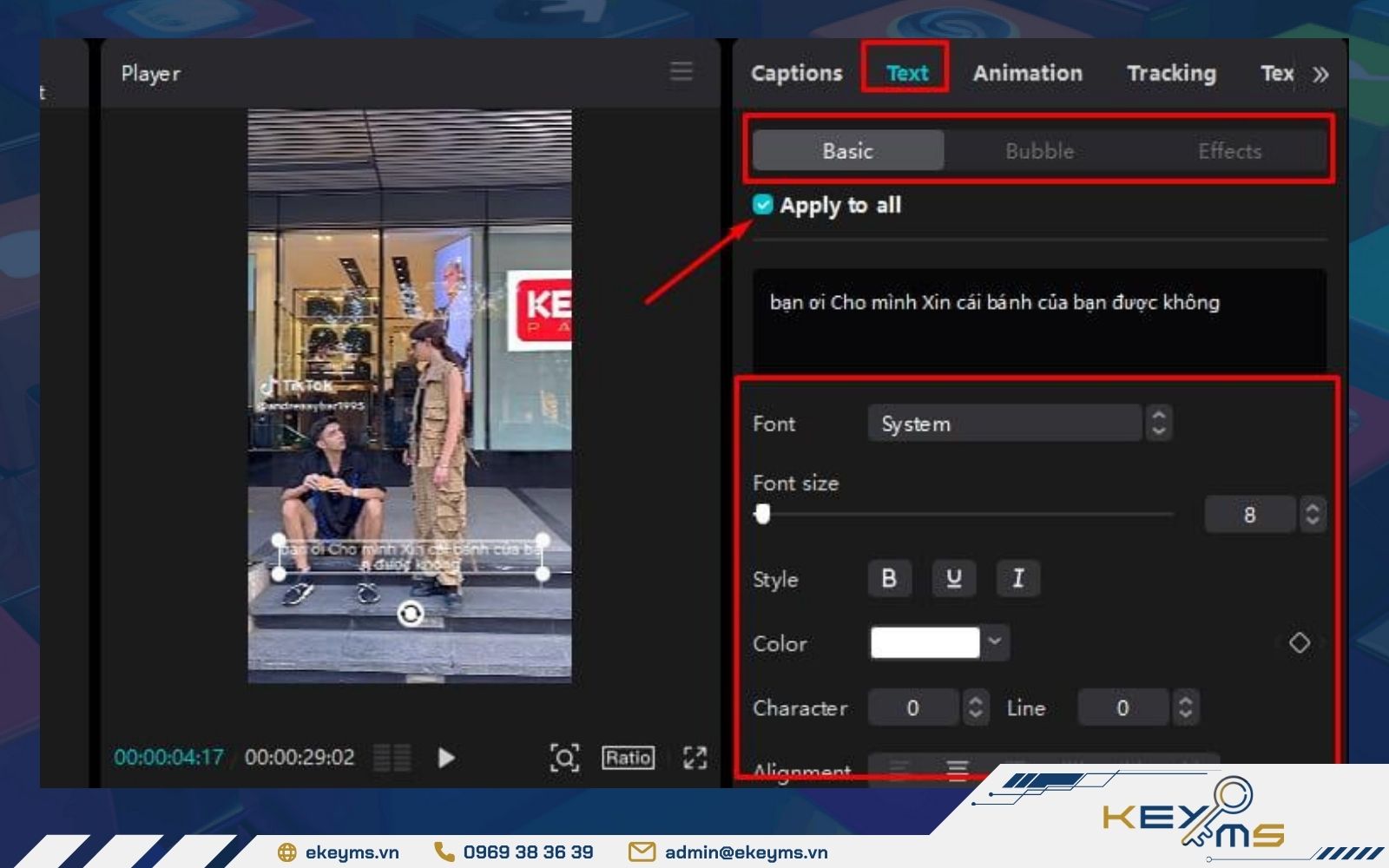 Thay đổi font chữ, màu sắc, kích thước, hiệu ứng