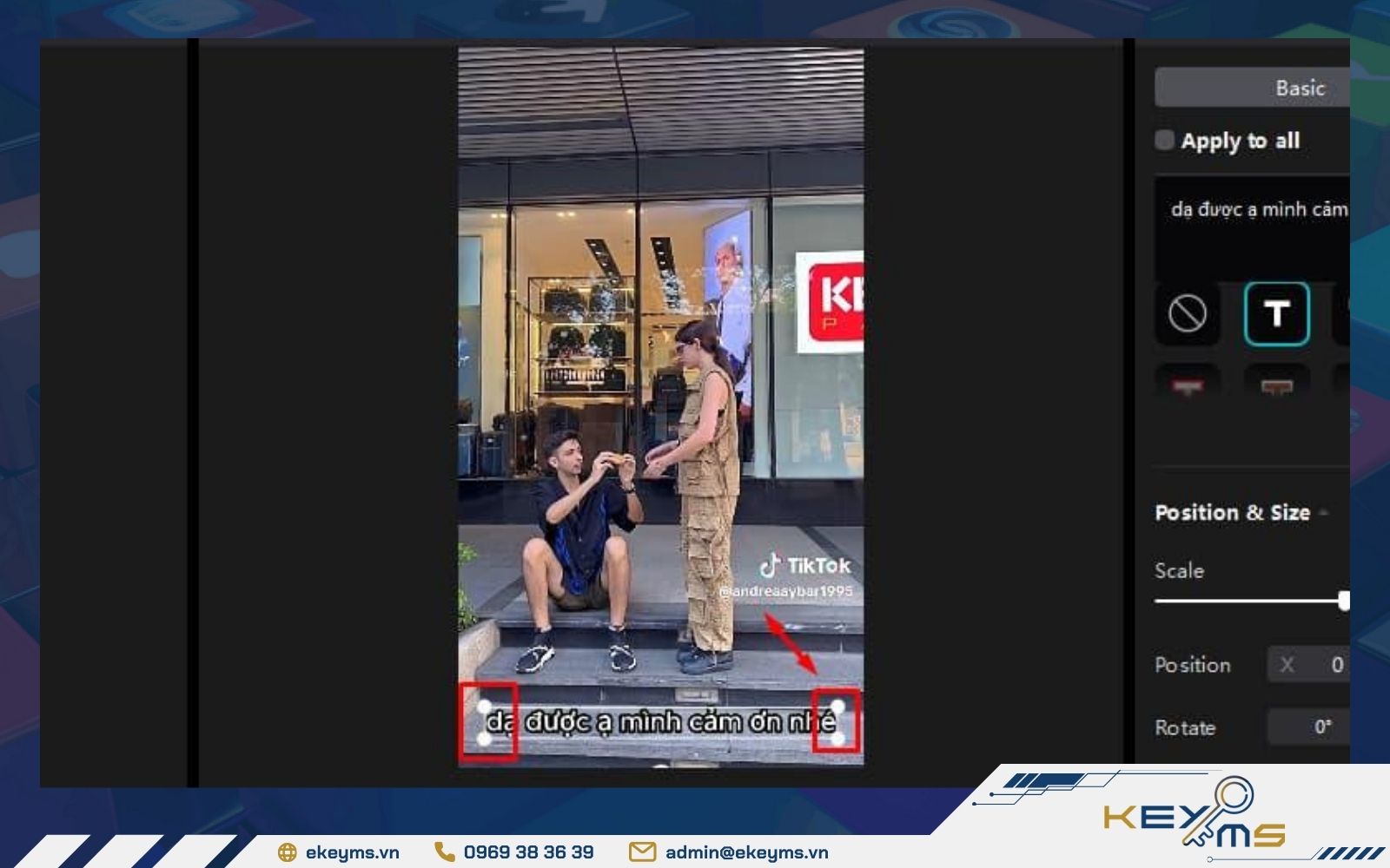 Kéo thả phụ đề để điều chỉnh vị trí hoặc kích thước