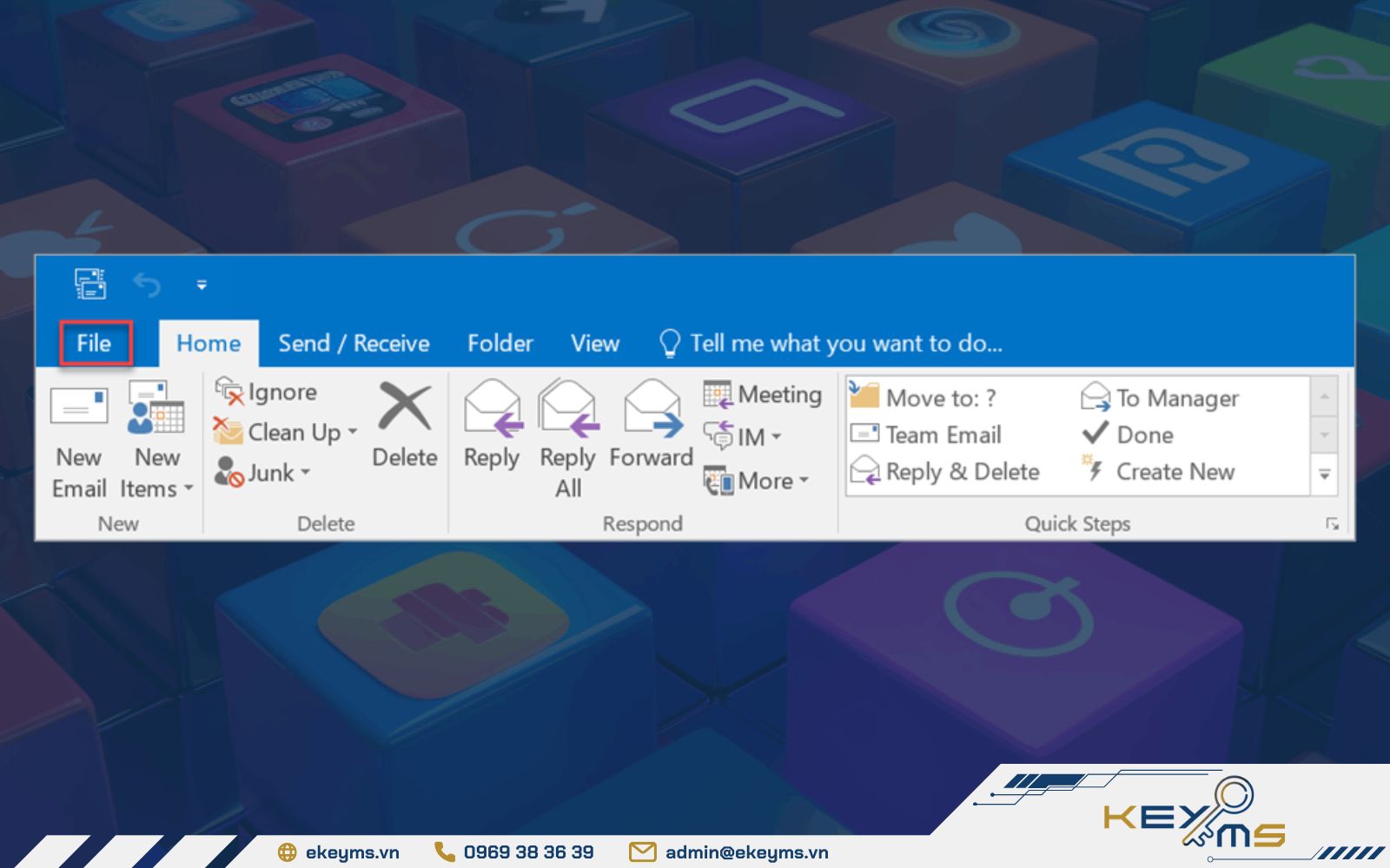 Cách chuyển dữ liệu PST sang Office 365: Mở Outlook và truy cập thư mục quản lý