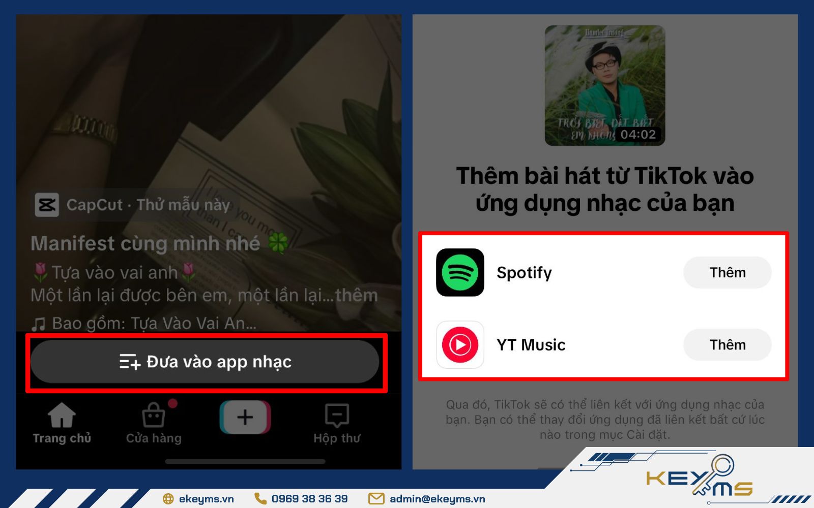 Chọn Đưa vào app nhạc