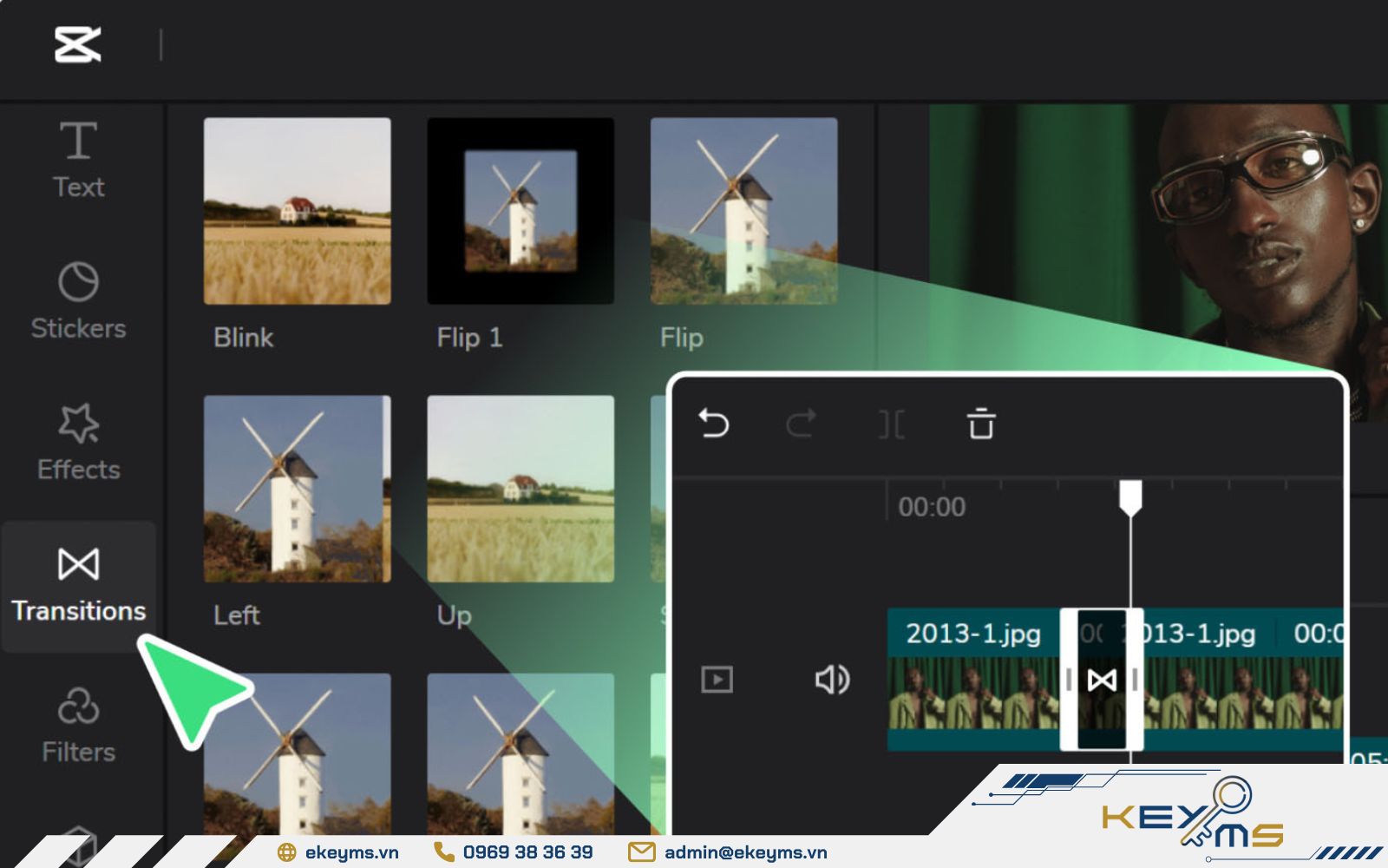 Thêm hiệu ứng chuyển tiếp trên Capcut