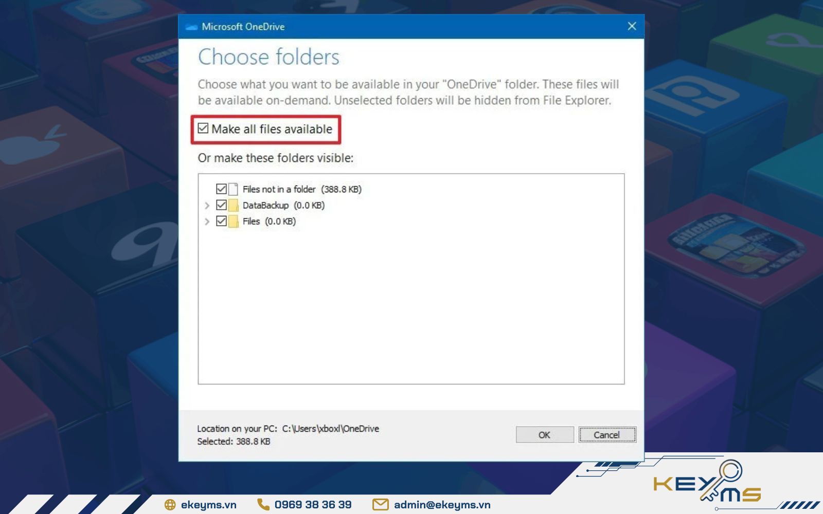 Chọn Make all files available để sửa lỗi đồng bộ OneDrive