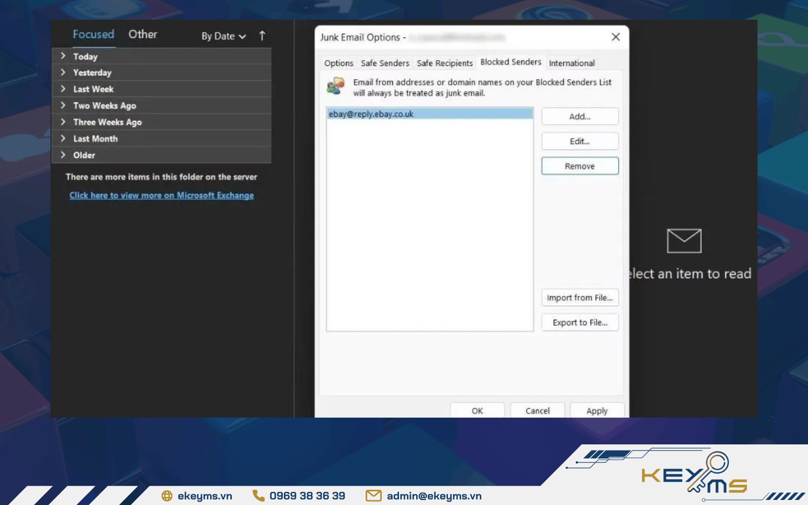 Kiểm tra danh sách người gửi bị chặn để đảm bảo không chặn nhầm email cần nhận
