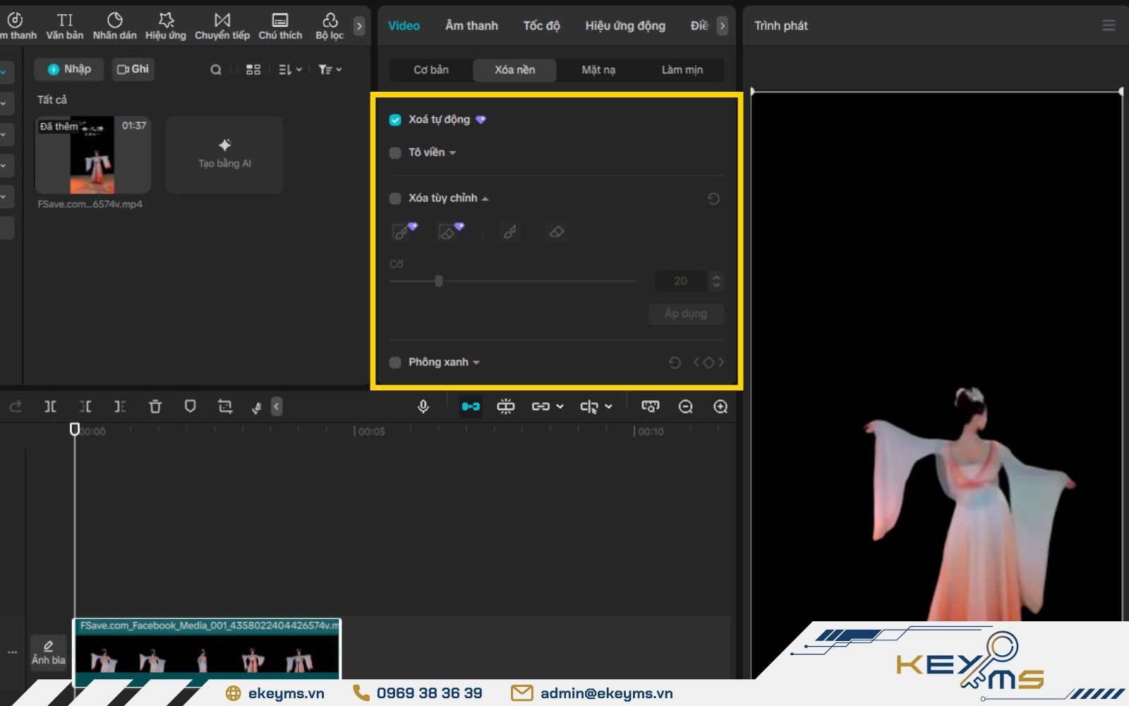 Sử dụng tính năng xóa nền nâng cao trên CapCut