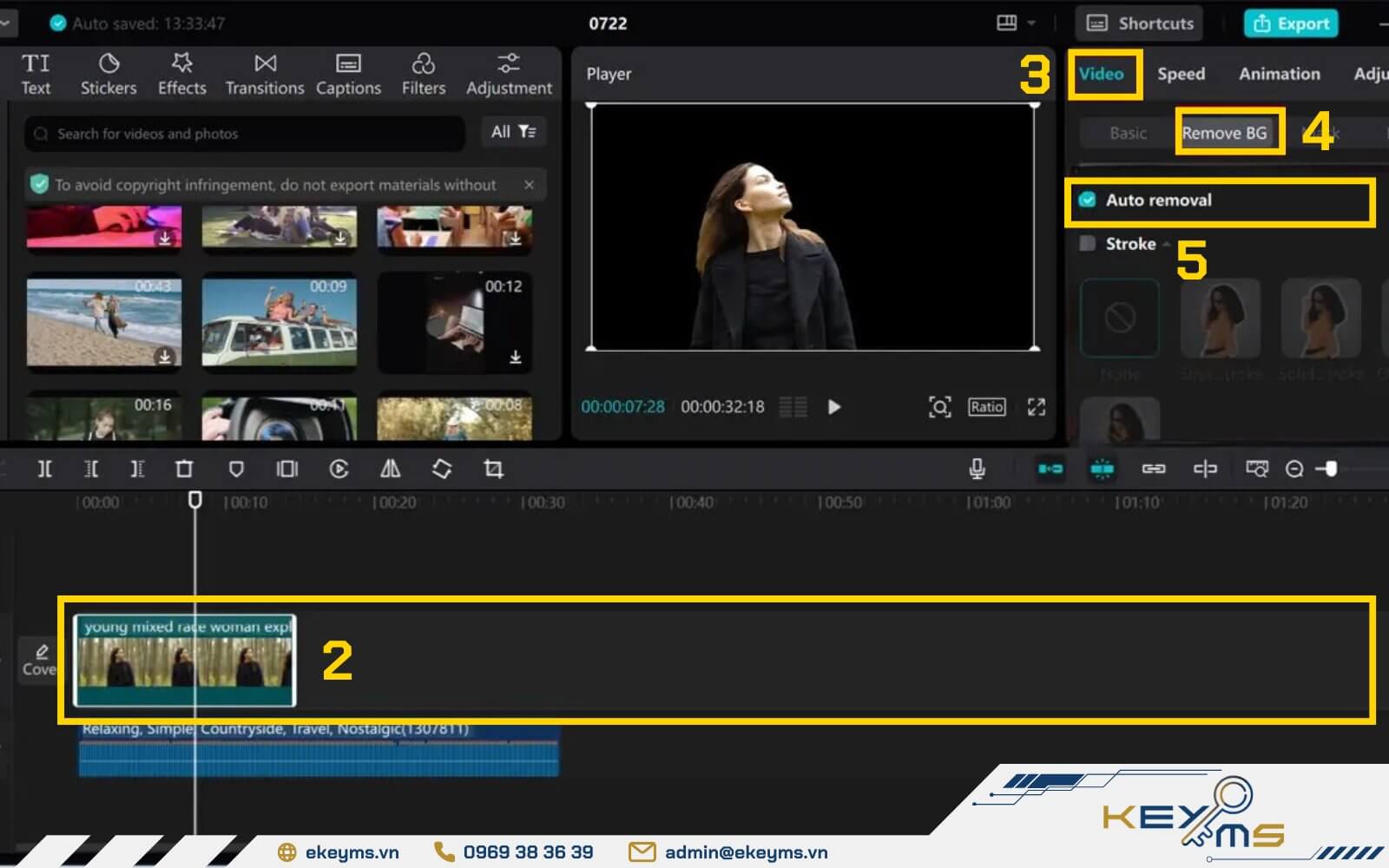 Thực hiện xóa nền video trên CapCut PC hoặc tùy chỉnh nền